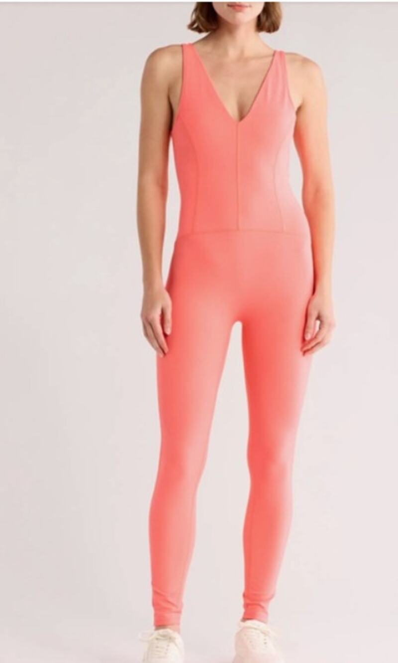 FP Movement Never better Strappy Back Jumpsuit Neon Coral Womens Small
